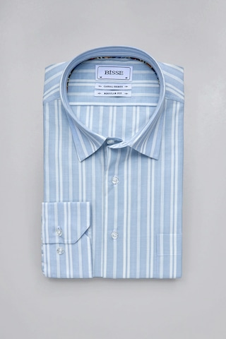 Bisse Spor Yaka Uzun Kollu Regular Fit Çizgili Açık Mavi Erkek Gömlek Gmczg3sp224005 D33 Açik Mavi