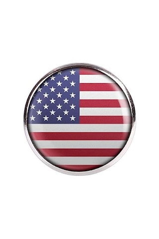 Amerika Birleşik Devletleri United States Bayrak Rozeti - Paslanmaz Çelik Yuvarlak Yaka Rozeti Çok Renkli