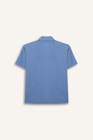 Defacto Erkek Çocuk Oversize Geniş Kalıp Polo Yaka Kısa Kollu Gömlek E5832a825hsbe422 Mavi