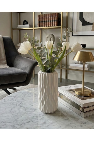 Elana Design Winy Vazo - Modern Tasarımlı Şık Çiçek Vazosu Beyaz