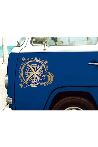 Pusula Ve Dalga Sticker - 4x4 Off Road Adventure Kamp Sticker - Araba Oto Karavan Motosiklet Sticker - 00067 30x26 Cm