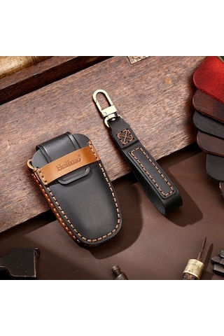 Novahub Hallmo Ford Focus B Uyumlu Araba Sığır Derisi Anahtar Kılıfı Siyah