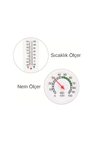 İç Dış Mekan Analog Ev Bebek Odası Kuluçka Makinası Sera Analog Nem Ölçerli Isı Termometresi