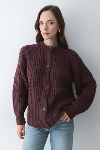 Laluvia 5 Düğmeli Hırka Bordo - 251061