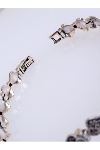 925 Ayar Gümüş Işıltılı Kelebek Tasarım Kadın Markazit Bileklik Doğum Günü Hediye Gümüş