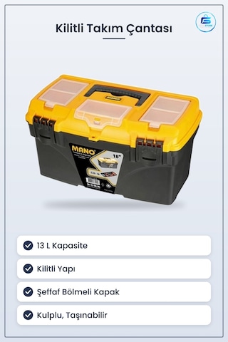 Kilitli Takım Çantası 13 L Taşınabilir Plastik Avadanlık Hırdavat