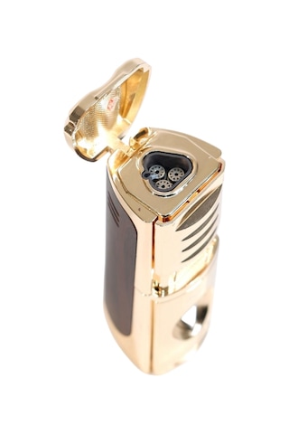 Parmida 3 Torch Pürmüz Kesici & Delicili Gold Metal Puro Çakmağı - Tr9525