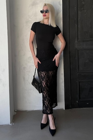 Madmext Madmext Siyah Dantel Kadın Etek Mg2338 Siyah