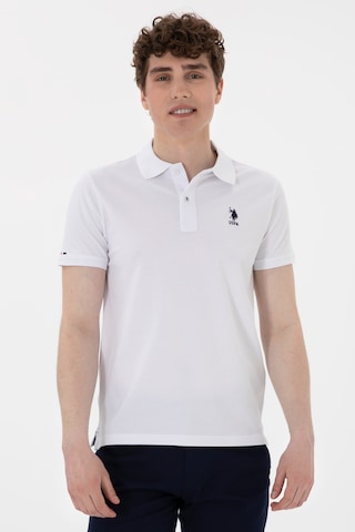 U.S. Polo Assn. Erkek Slim Fit Polo Yaka Beyaz Basic Tişört 50298011-VR013