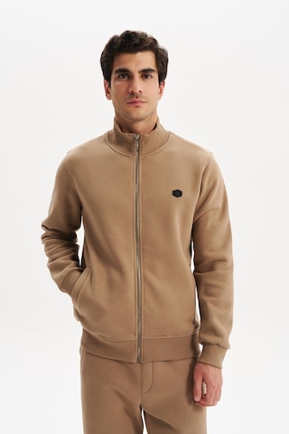 AR-MA Arma Erkek Örme Sweatshirt Regular Fit 3 İplik Basic Dik Yaka Tam Fermuarlı Cepli %70 Pamuk %30 Polyester K30324650702 Gri - Bej