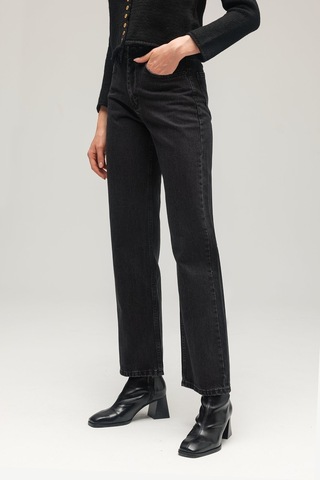 Saade Kadın Yüksek Bel Mary Vintage Straight Fit Jean Pantolon Antrasit