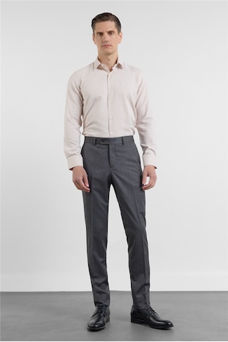 İmza Siyah - Antrasit Yan Cep Kendinden Desenli Slim Fit Esnek Classic Pantolon 1003255178