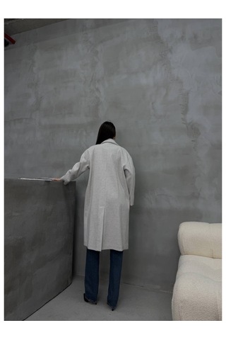 Pure Elegance Uzun Kaban Acık Gri Açık Gri