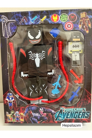 Minecraft Avengers Spider-man & Venom Figür Seti Aksesuarli Blok Oyuncak 16 Lı Minecraft