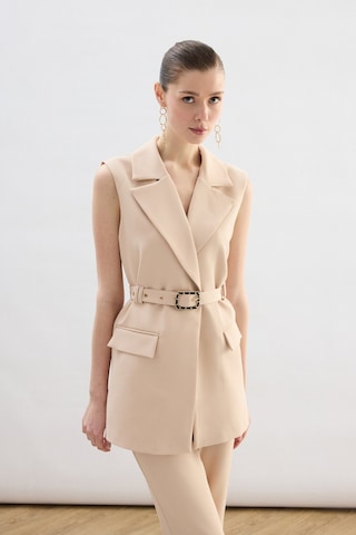 Sateen Kemer Detaylı Yelek - Bej-136848 Bej