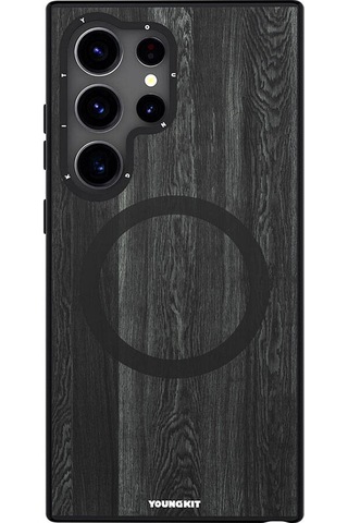Galaxy S24 Ultra Uyumlu Kılıf Magsafe Şarj Özellikli Youngkit Wood Forest Serisi Kapak Gri