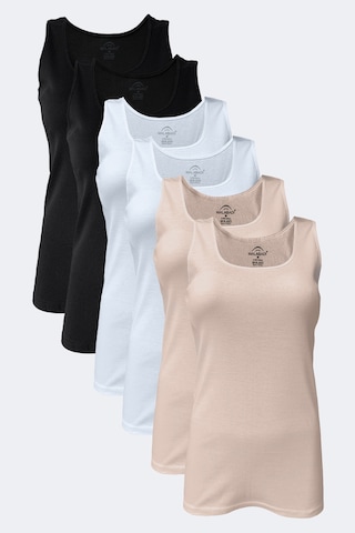 Malabadi Kadın Siyah Beyaz Ten 6 Lı Paket %100 Pamuk Ribana Kalın Askılı Atlet 106-e Siyah-beyaz-ten