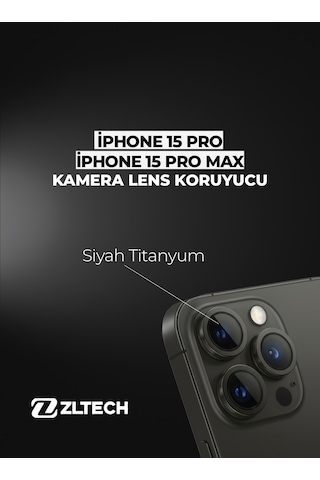 İphone 15pro/15promax Uyumlu Kamera Lens Koruyucu Siyah - Titanyum