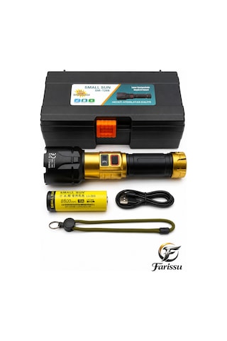 Small Sun Sm-t288 50w 5000 Lümen Dijital Ekranlı Şarjlı El Feneri - 8800mah Pil Siyah