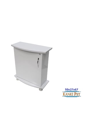 Kanki Pet 50 Cm MDF Bombeli Akvaryum Sehpa Beyaz 50x27x67 Cm
