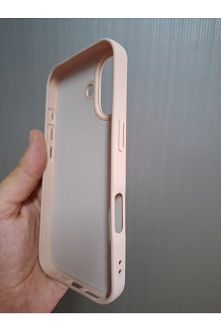 Apple Uyumlu iPhone 17 Logolu İçi Kadife Silikon Lansman Kılıf Pudra