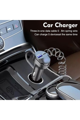 55w 2 Portlu Hızlı Telefon Şarj Cihazı 3.1a Üçlü Geri Çekmeli Voltaj Siyah-çin