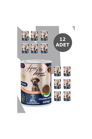 How Meow 12 Adet Jöleli Parça Etli Yavru Köpek Yaş Maması Somonlu 400 Gram