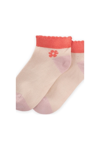 Cigit Topuk Burnu Renkli Çocuk Patik Çorabı 5-12 Yaş Pudra - Yavruağzı Pudra