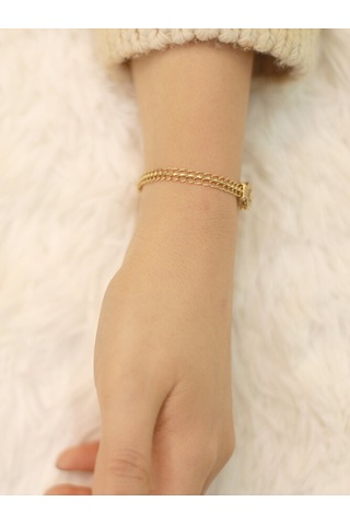 14 Ayar Altın Viyana Zincir Oval Baget Bileklik Altın