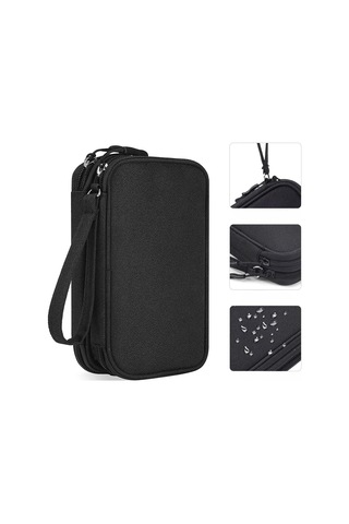 Organizer Organiser 2 Bölmeli Elektronik Kablo Şarj Kulaklık Ssd Çanta Kılıf Siyah