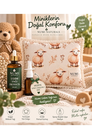 Doğal Kokusuz Merinos Kuzu Yünlü Göğüs-sırt Yastığı & Udim Yağı Seti Çok Renkli