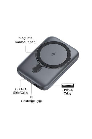 Acl PW103 5000 mAh 22.5 W Kablosuz Taşınabilir Hızlı Şarj Powerbank