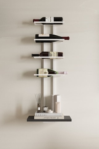 Aju Şaraplık Ve Kadeh Rafı Duvara Monte Şarap Mahzeni Modern Duvar Alkol Rafı Metal Ve Ahşap Tasarım Beyaz