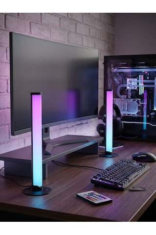 2'li Set Masaüstü Rgb Led Ortam Işığı - Sese Duyarlı Müzik Ritim Aydınlatması, Kumanda Kontrollü Oyuncu Ve Tv Arkası Işık