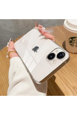 Apple Uyumlu iPhone 15 Plus Kılıf İnce Ve Esnek Şeffaf Süper Silikon