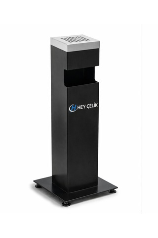 Siyah Kare Küllük K-01 Metal Dış Mekan Sigara Küllüğü Hey Çelik
