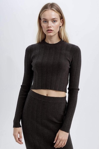Defacto Slim Fit Dar Kesim Bisiklet Yaka Triko Kazak A2057AX24AUAR227 Antrasit