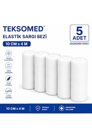 Teksomed Elastik Sargı Bezi 10cmx4 Metre 5 Adet