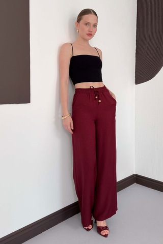 Verymoda Keten Pantolon D2381 Bordo