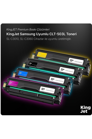 Kingjet Samsung Uyumlu Clt-k503l Yüksek Kapasiteli 4 Renk Takım Çipli Uyumlu Toner Sl-c3010fr