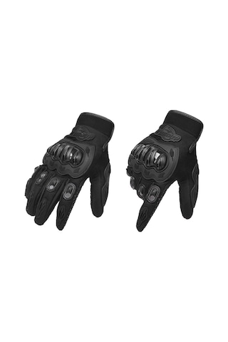 Yaleker Erkek Motosiklet Eldiveni - Dokunmatik Ekran Uyumlu, Nefes Alabilir, Siyah, M Boy