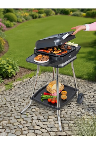 Zilan ZLN2501 3000 W Elektrikli Barbekü Mangal Standlı Kapaklı Döküm Izgara