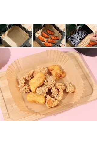 50 Adet Air Fryer Pişirme Kağıdı Tek Kullanımlık Yağ Geçirmez Yap