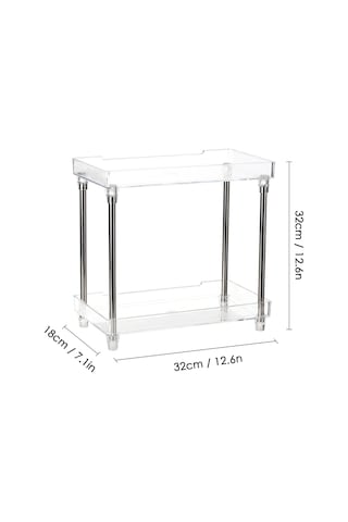 Lemestar Şeffaf Plastik 2 Katlı Makyaj Organizasyon Kutusu - Banyo, Mutfak, Ofis Üçüncü Gereç Depolama Rafı Diğer