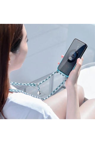 Baseus Element Crossbody Protective Apple iPhone Uyumlu 11 Pro Max 6.5 Askılı Koruyucu Silikon Kılıf- 5775 Mavi