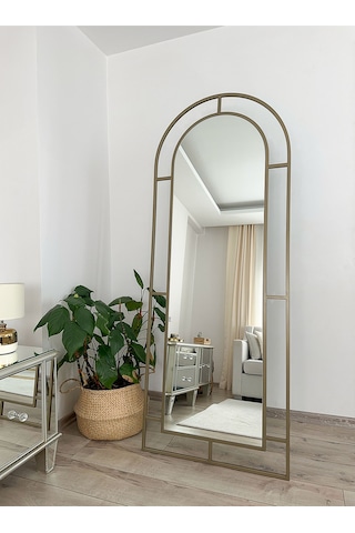 Effe Eskitme Metal Çerçeveli 180x70 Cm Pencere Model Oval Ayaklı Boy Aynası