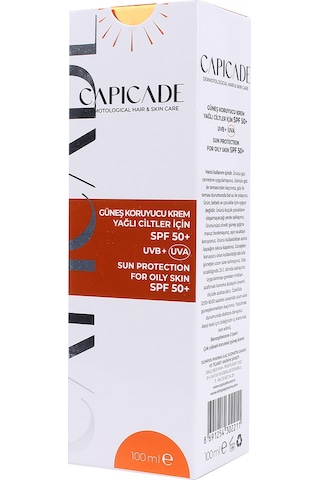 Capicade SPF 50+ Yağlı Ciltler İçin Güneş Koruyucu Krem 100 ML