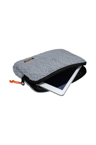 Jacbag Teddy Açık Gri/turuncu Peluş Erkek Çocuk Tablet Çantası Tablet Kılıfı