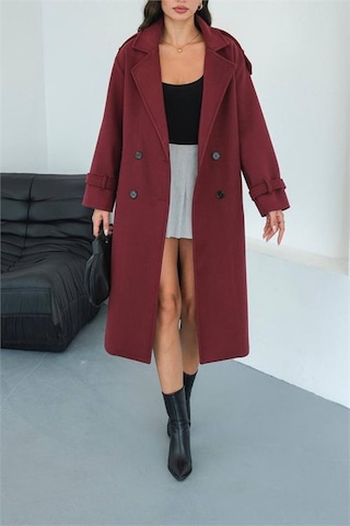 Neşeli Butik Kadın Omuz Detaylı Bordo Kaşe Kaban Nbmylk34 Bordo