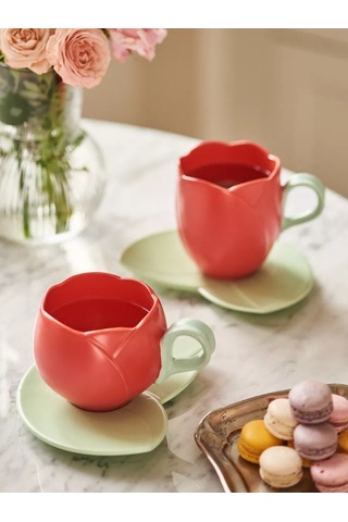 Roomi 320 Ml Lale Şeklinde Seramik Çay Takımı 208277574 Naneli